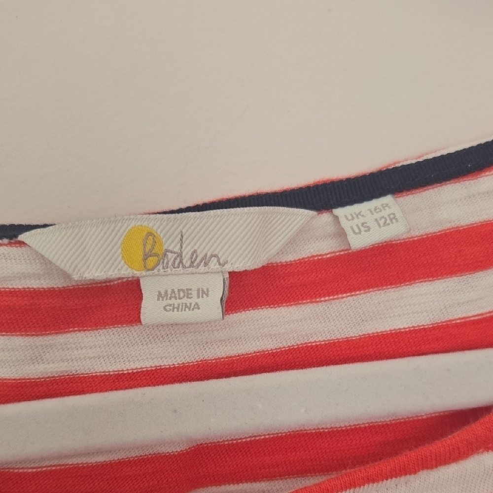 Boden Red and White Striped Dress Preppy Classic Normcore | 12 - Picture 2 of 6